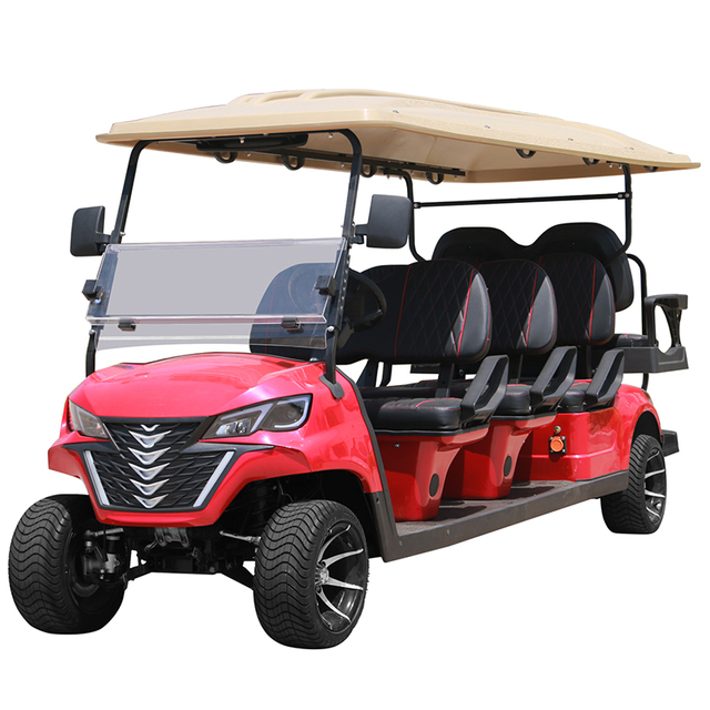 Carrinho de golfe estilo B 6+2 lugares vermelho 