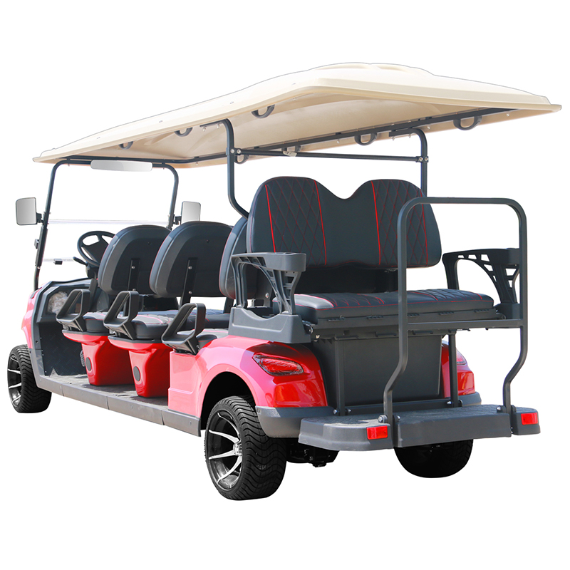 Carrinho de golfe estilo B 6+2 lugares vermelho 